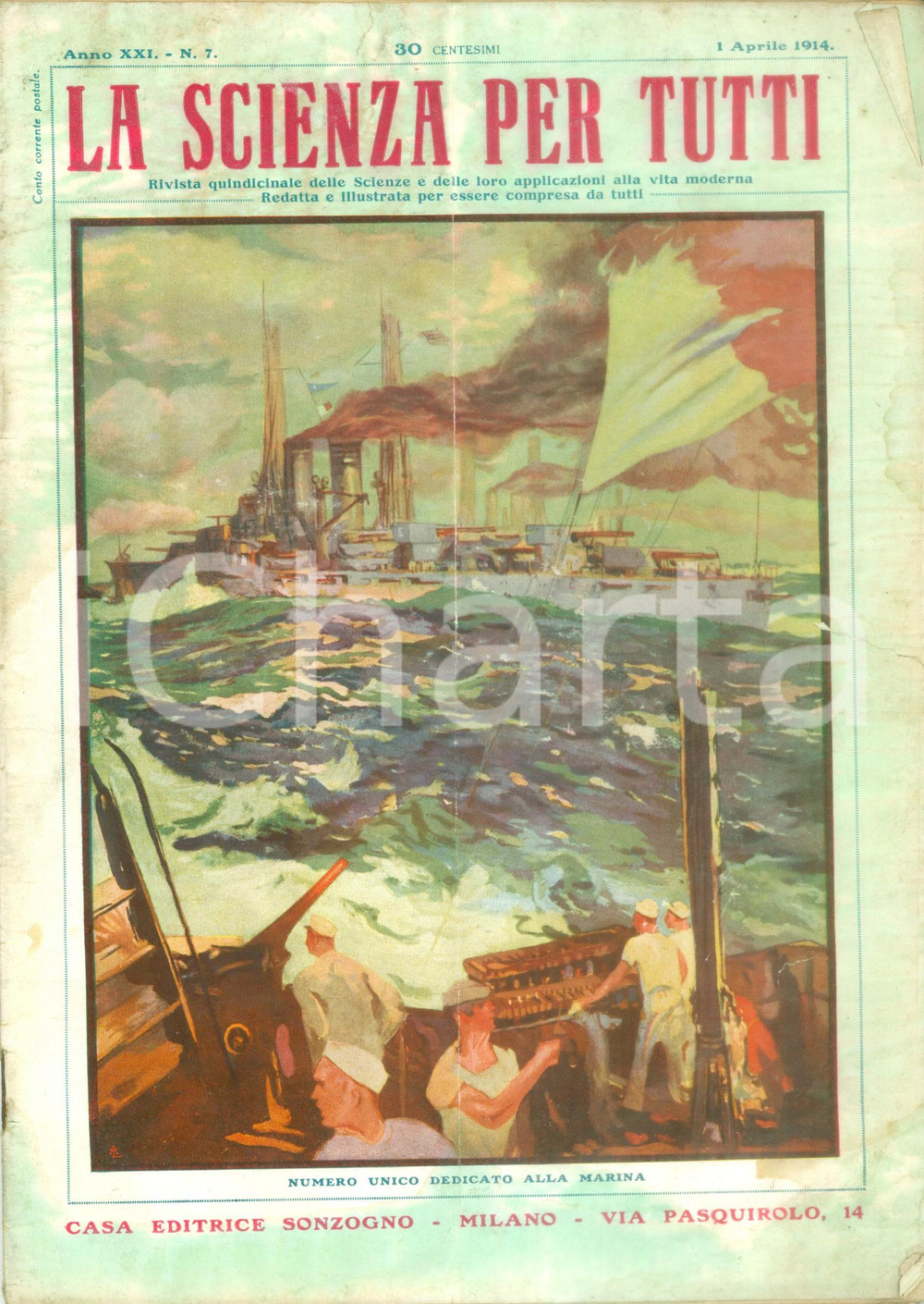 Giornale, rivista storica 1915 WW1 LA SCIENZA PER TUTTI Costruzione di transatlantico Rivista ILLUSTRATA 1