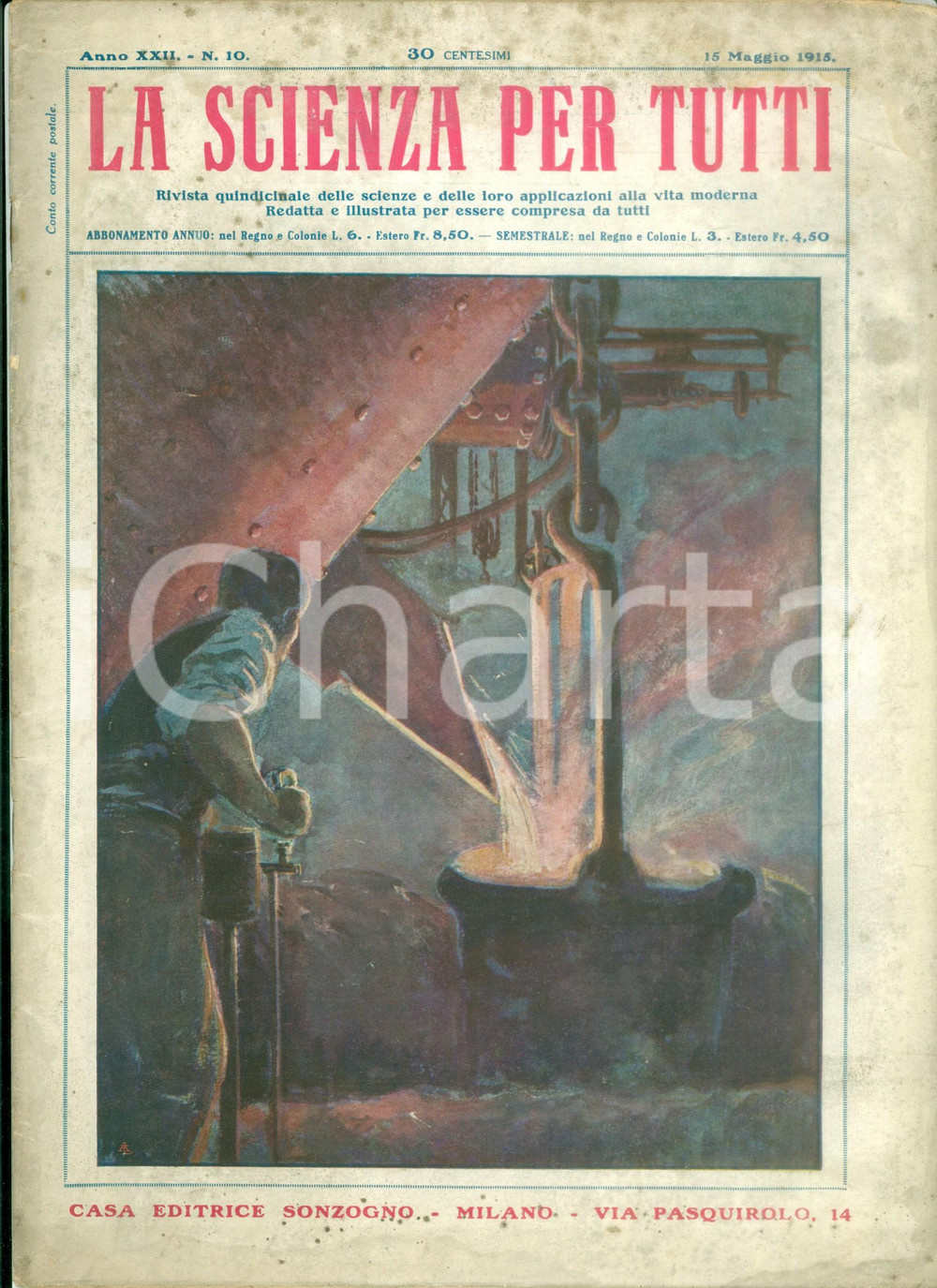 Giornale, rivista storica 1915 WW1 LA SCIENZA PER TUTTI L Osservatorio Ximeniano Rivista ILLUSTRATA 1