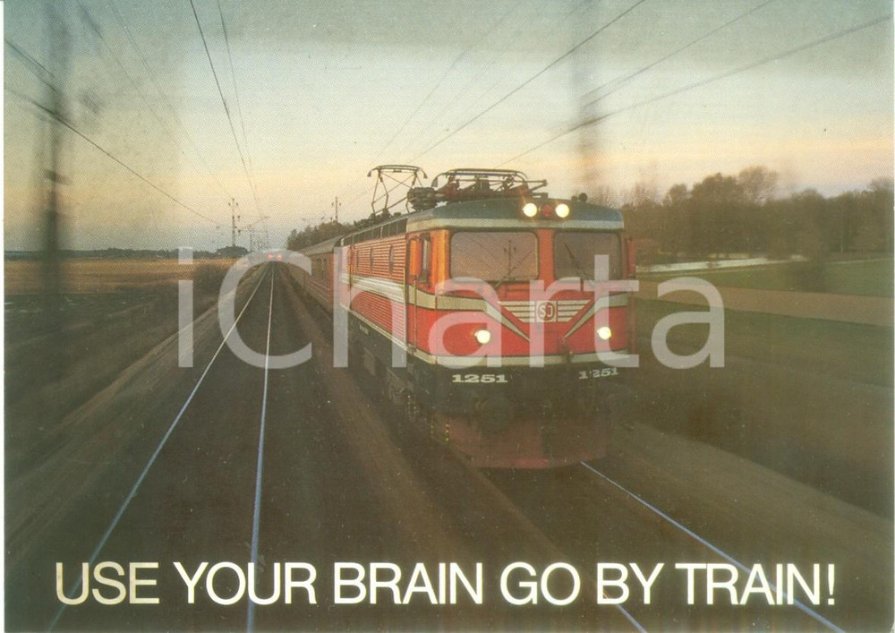 Cartolina originale da collezione 1985 ca SWEDISH STATE RAILWAYS  Use your brain go by train! Cartolina 2 1