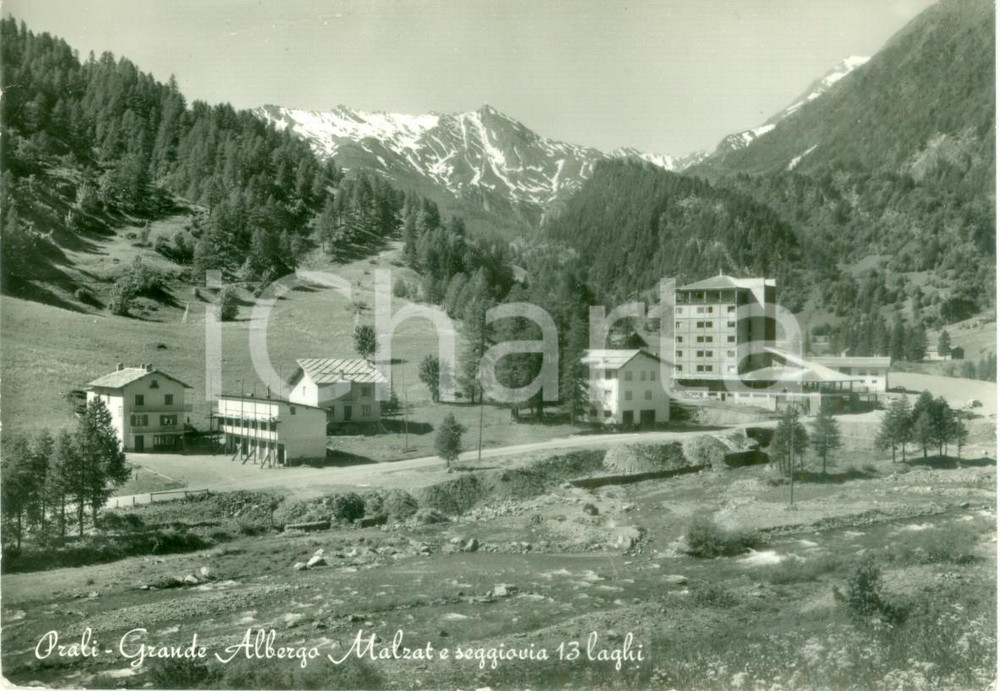 Cartolina originale da collezione 1965 ca PRALI TO Grande Albergo MALZAT e seggiovia 13 laghi Cartolina FG VG 1