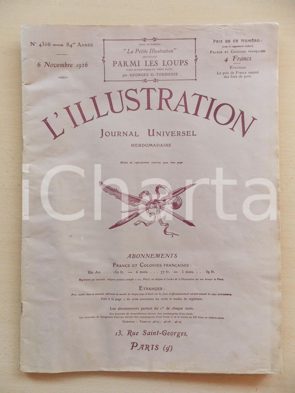 Giornale, rivista storica 1926 L ILLUSTRATION Rifornimento aereo all Observatoire VALLOT sul MONTE BIANCO 1