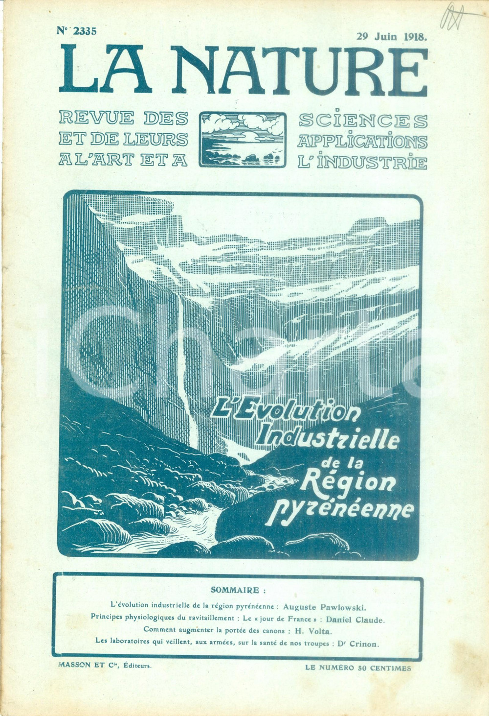 Giornale, rivista storica 1918 LA NATURE L Ã©volution industrielle RÃ©gion PyrÃ©nÃ©enne Revue nÂ° 2335 1