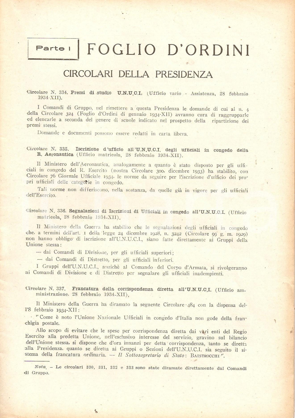 1934 ROMA U.N.U.C.I. Foglio d'ordini Inaugurazione corsi ufficiali nelle colonie Pubblicazione d'epoca, originale, autentica.DIMENSIONI: cm 17 x 24PAGINE: 62  CONDIZIONI: GOOD    originale e autentica 1