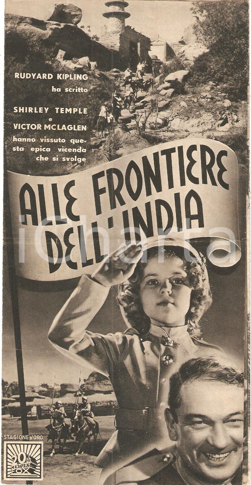 Materiale pubblicitario d’epoca 1937 ALLE FRONTIERE DELL INDIA Shirley TEMPLE Regia di John FORD Pieghevole 1