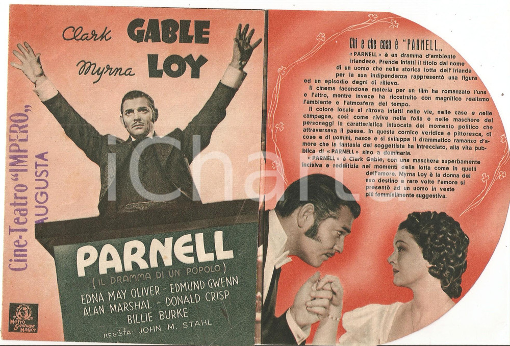 Materiale pubblicitario d’epoca 1937 PARNELL Clark GABLE Myrna LOY Regia di John M. STAHL Pieghevole 1