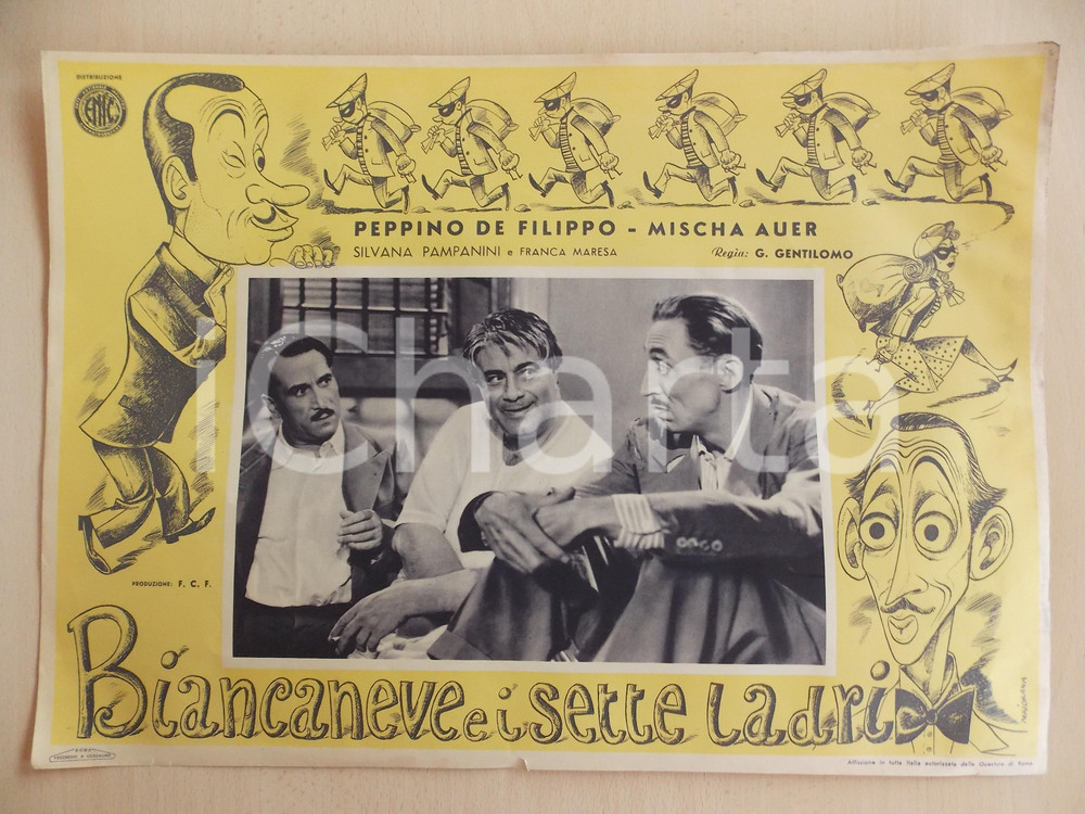 Materiale pubblicitario d’epoca 1949 BIANCANEVE E I SETTE LADRI Mischa AUER Peppino DE FILIPPO Locandina 1