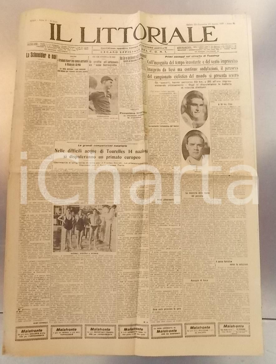 Giornale, rivista storica 1931 IL LITTORIALE Campionato ciclistico TAASTRUP si presenta severo Giornale 1