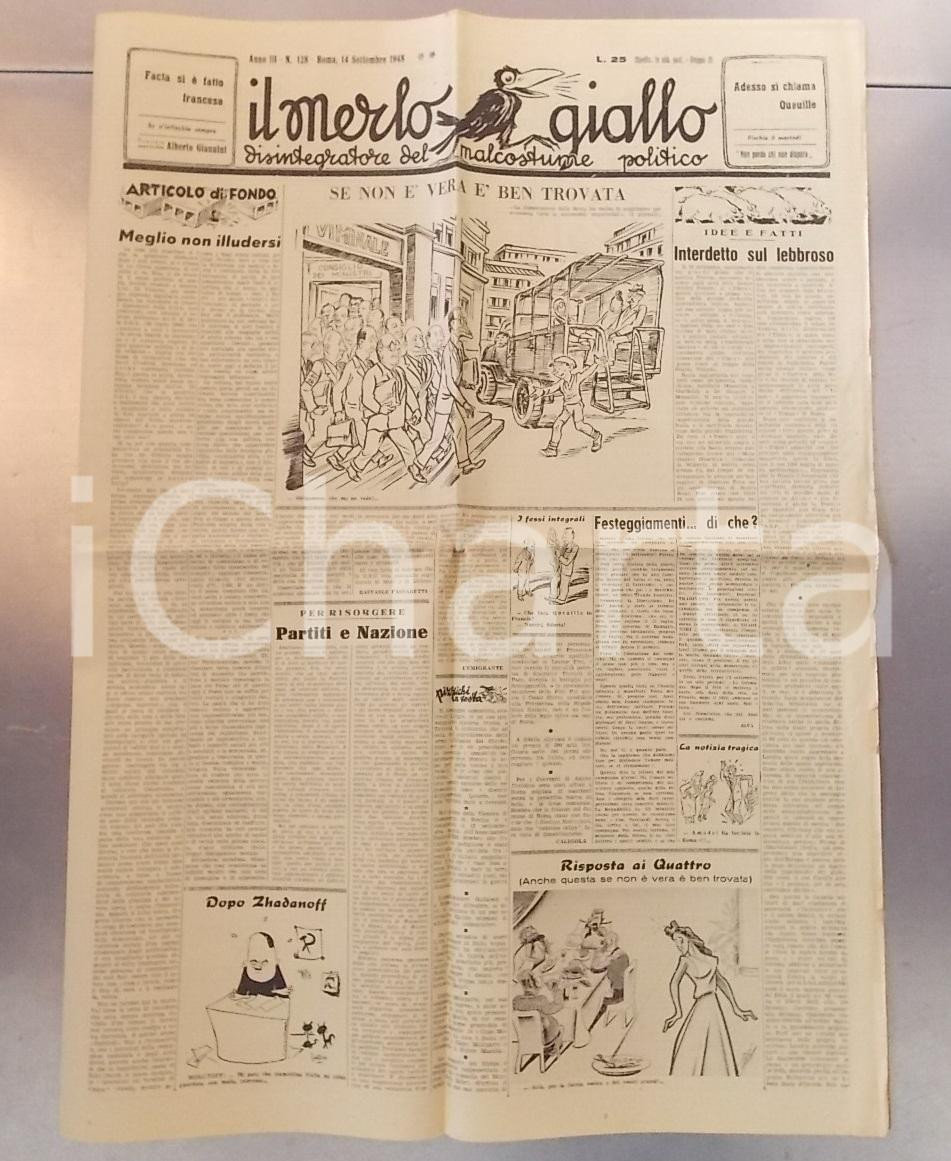 Giornale, rivista storica 1948 IL MERLO GIALLO Le incoereneze dei sindacati e di Giuseppe DI VITTORIO 1