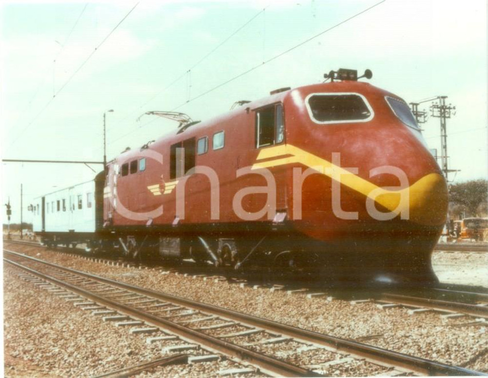 Fotografia d epoca originale 1975 ca SOUTH AFRICAN RAILWAYS Locomotiva test alta velocitÃ  Fotografia 1