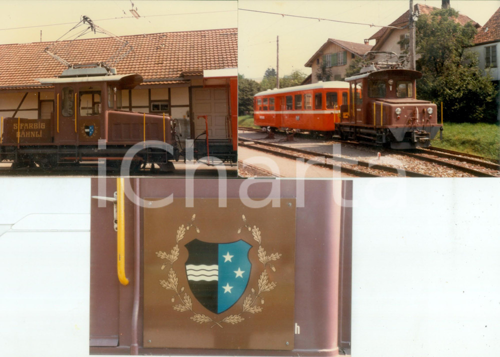 Fotografia d epoca originale 1985 SVIZZERA Ferrovie FABRIG BAHNLI Locomotiva in stazione Lotto 3 fotografie 1