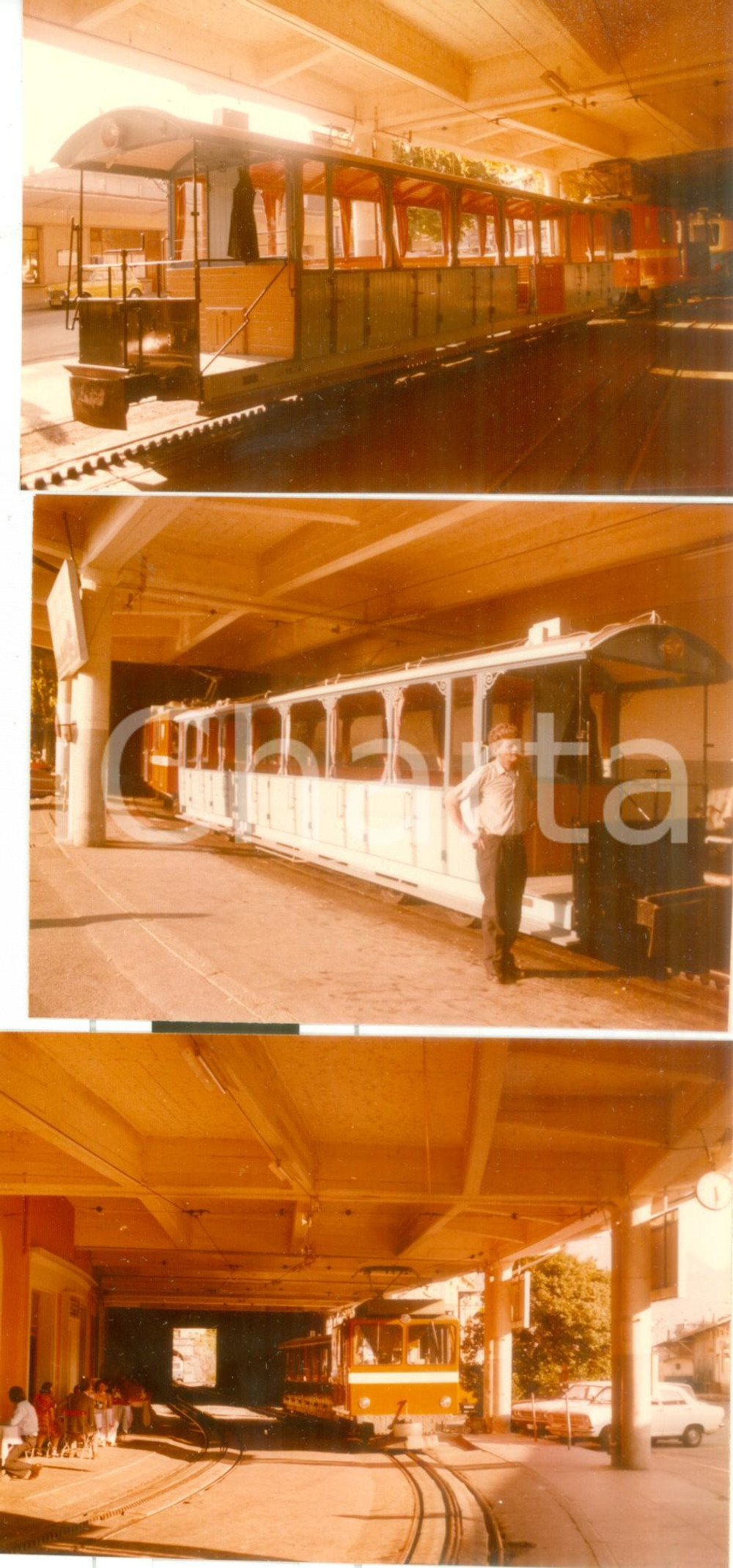 Fotografia d epoca originale 1973 SVIZZERA Ferrovia MONTREUX  GLION Vagone aperto in deposito Lotto 3 foto 1