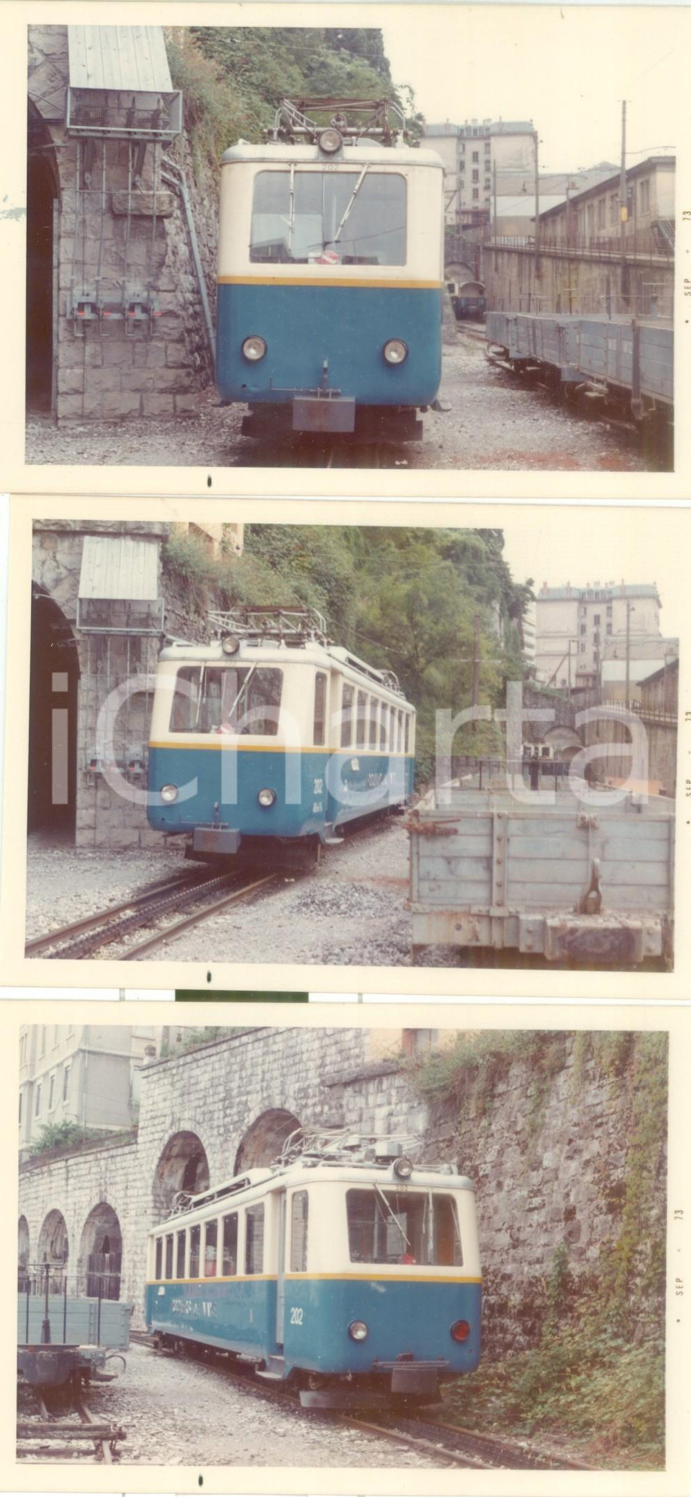 Fotografia d epoca originale 1973 SVIZZERA Ferrovia ROCHERS DE NAYE Locomotiva 202 Lotto 3 fotografie 1