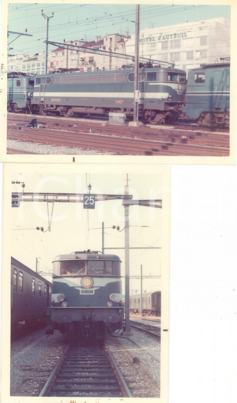 Fotografia d epoca originale 1973 PARIS Ferrovie SNCF Locomotiva BB9311 Hotel D AUTEUIL Lotto 2 fotografie 1