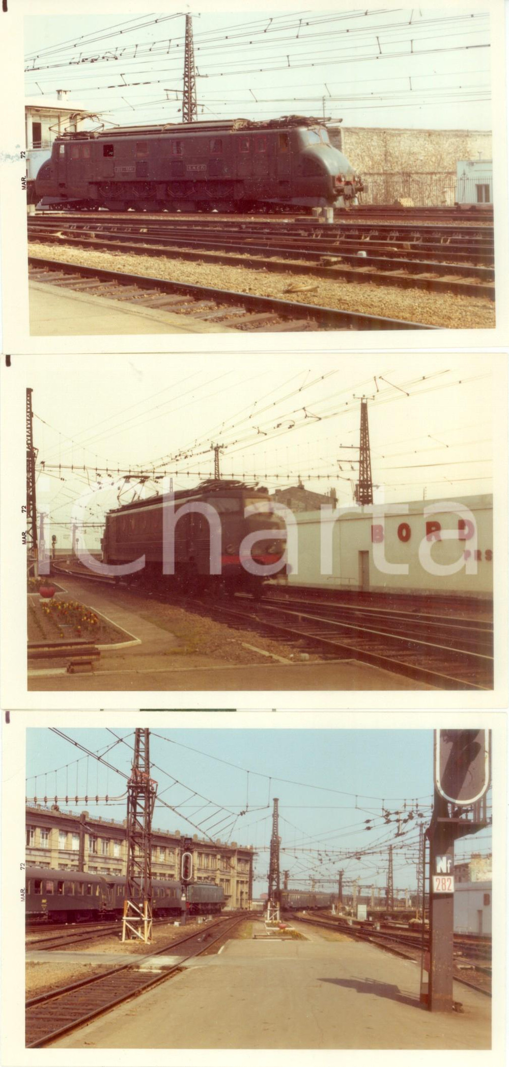 Fotografia d epoca originale 1972 FRANCE Ferrovie SNCF Locomotiva 202 5541 in stazione Lotto 3 fotografie 1