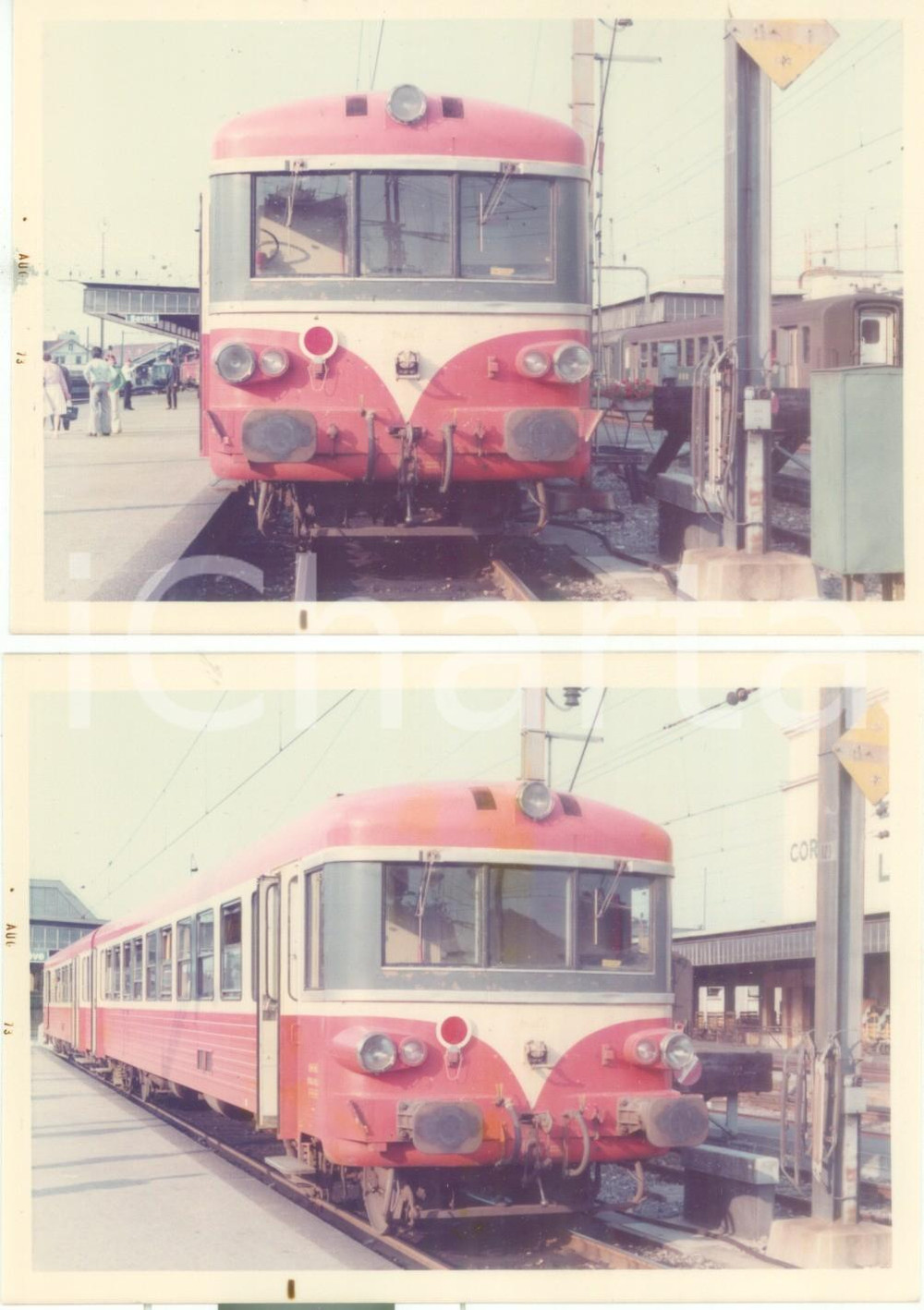 Fotografia d epoca originale 1973 FRANCE Ferrovie SNCF Locomotiva in stazione Lotto 2 fotografie 1