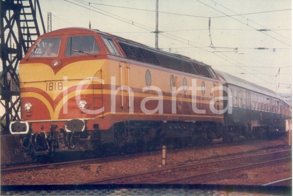 Fotografia d epoca originale 1975 ca LUSSEMBURGO Ferrovie lussemburghesi CFL Locomotiva 1818 Fotografia 1