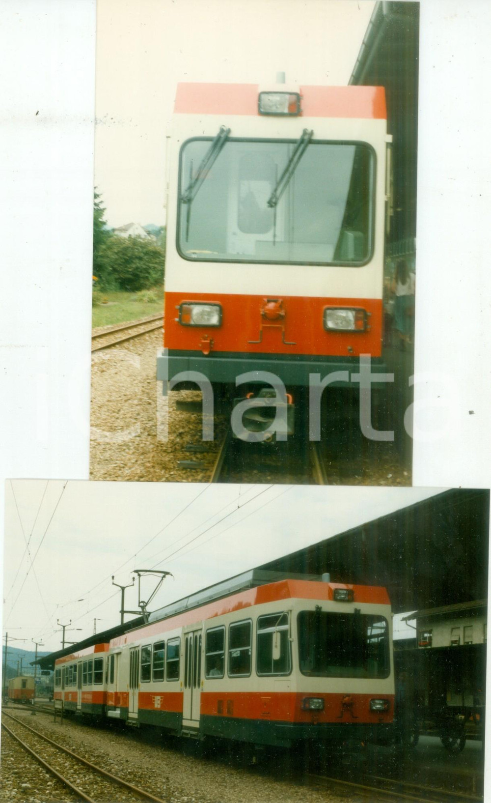 Fotografia d epoca originale 1975 ca SVIZZERA Ferrovie WALDENBURGERBAHN Treno in stazione Lotto 2 fotografie 1