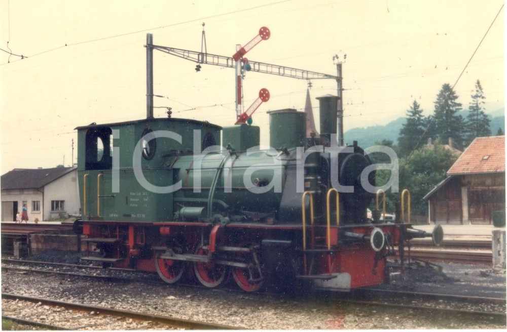 Fotografia d epoca originale 1975 ca SVIZZERA OensingenBalstahlBahn Locomotiva OeBB Fotografia 1