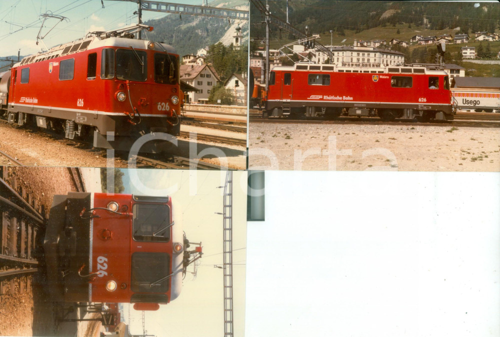 Fotografia d epoca originale 1985 SVIZZERA RhÃ¤tische Bahn Ferrovia retica Locomotiva 626 Lotto 3 fotografie 1