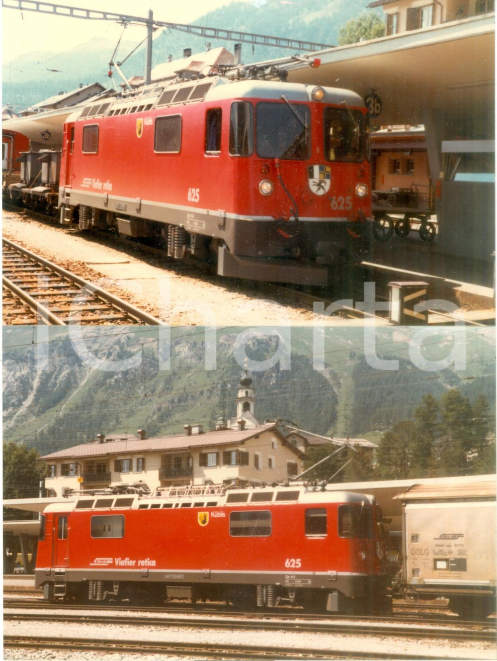 Fotografia d epoca originale 1985 SVIZZERA RhÃ¤tische Bahn Ferrovia retica Locomotiva 625 KUBLIS Lotto 2 foto 1
