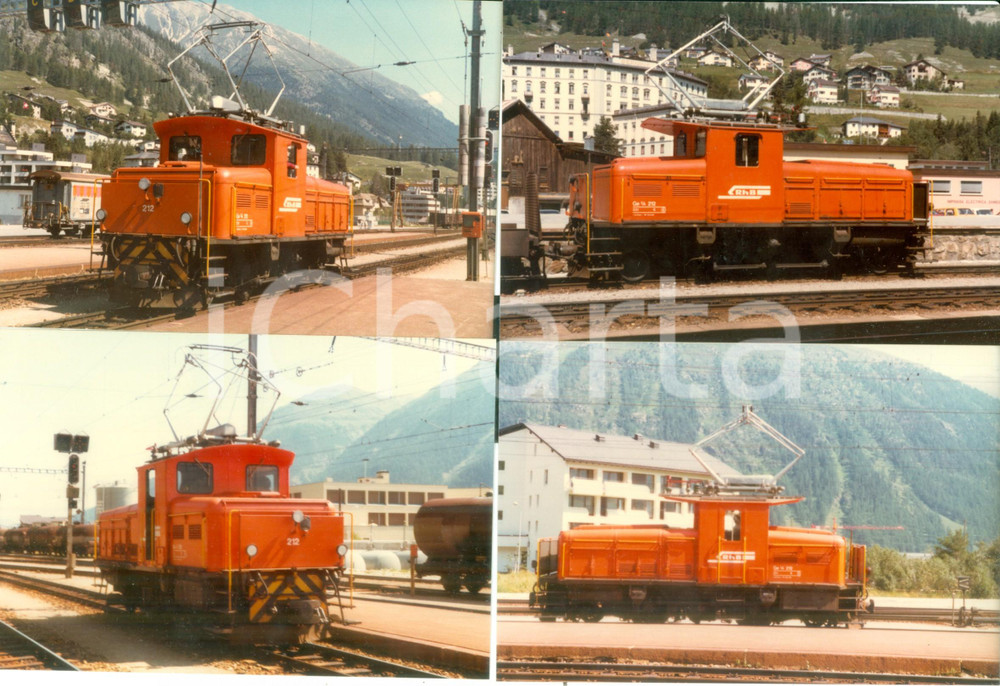 Fotografia d epoca originale 1985 SVIZZERA RhÃ¤tische Bahn Ferrovia retica Locomotiva 212 Lotto 4 fotografie 1