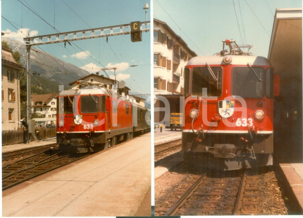 Fotografia d epoca originale 1985 SVIZZERA RhÃ¤tische Bahn Ferrovia retica Locomotiva 633 Lotto 2 fotografie 1