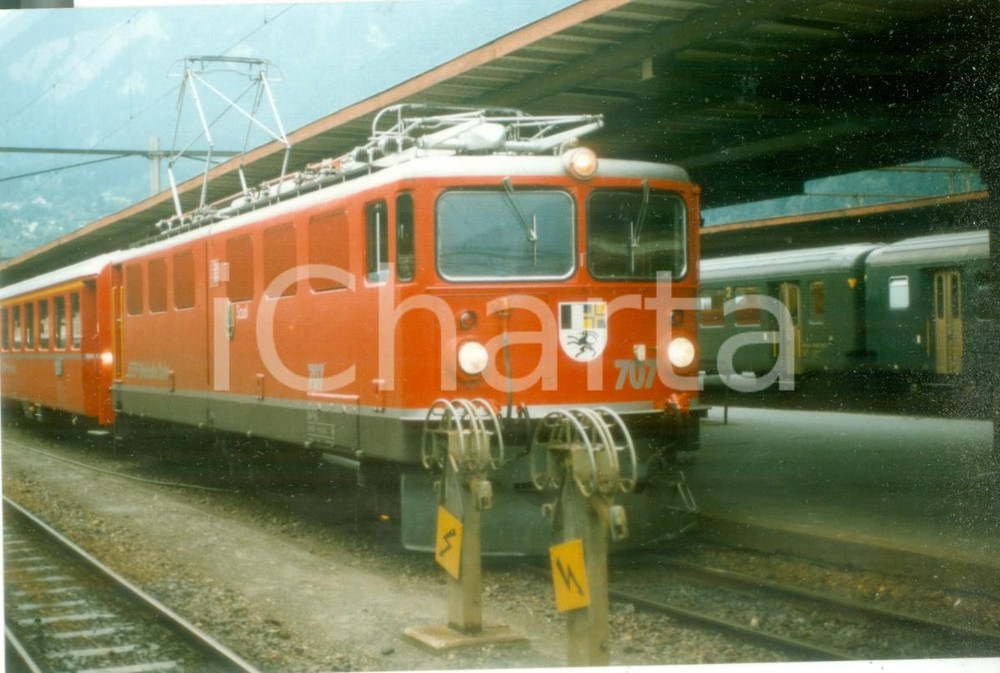 Fotografia d epoca originale 1985 SVIZZERA RhÃ¤tische Bahn Ferrovia retica Locomotiva 707 Fotografia 1