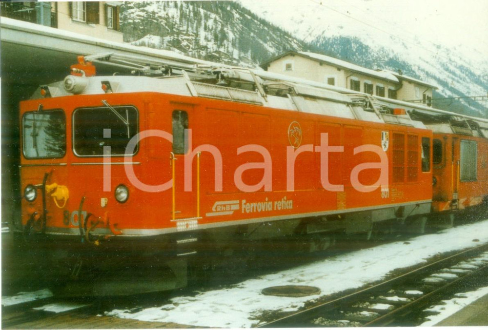 Fotografia d epoca originale 1985 SVIZZERA RhÃ¤tische Bahn Ferrovia retica Locomotiva 801 Fotografia 1
