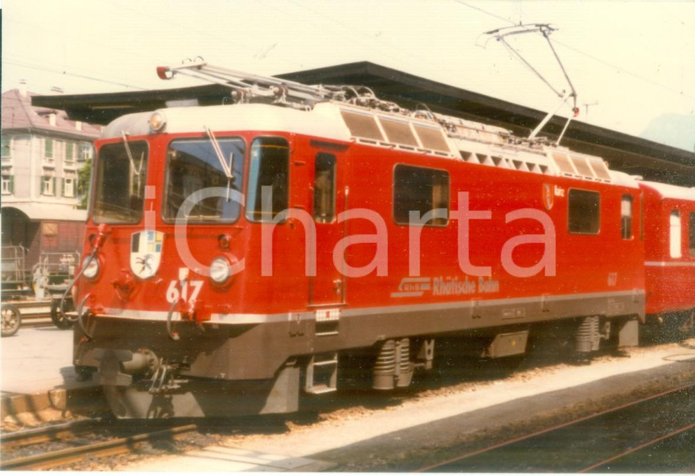 Fotografia d epoca originale 1985 SVIZZERA RhÃ¤tische Bahn Ferrovia retica Locomotiva 617 Fotografia 1