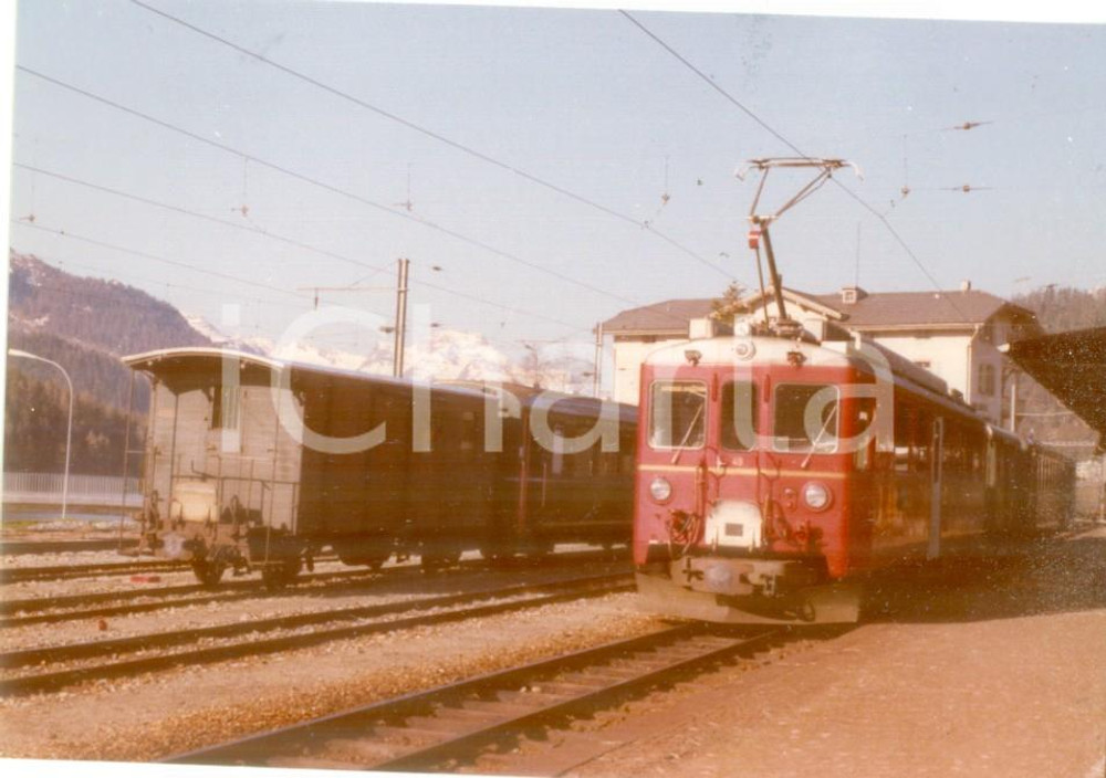 Fotografia d epoca originale 1975 ca SVIZZERA RhÃ¤tische Bahn Ferrovia retica Locomotiva 49 Fotografia 1