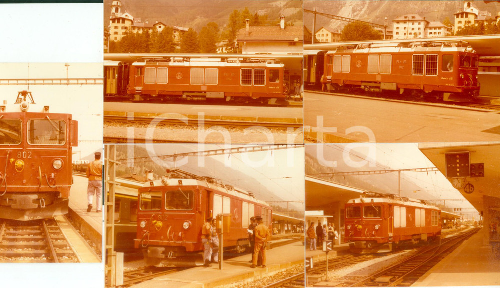 Fotografia d epoca originale 1975 ca SVIZZERA RhÃ¤tische Bahn Locomotiva 802 Lotto 5 fotografie 1