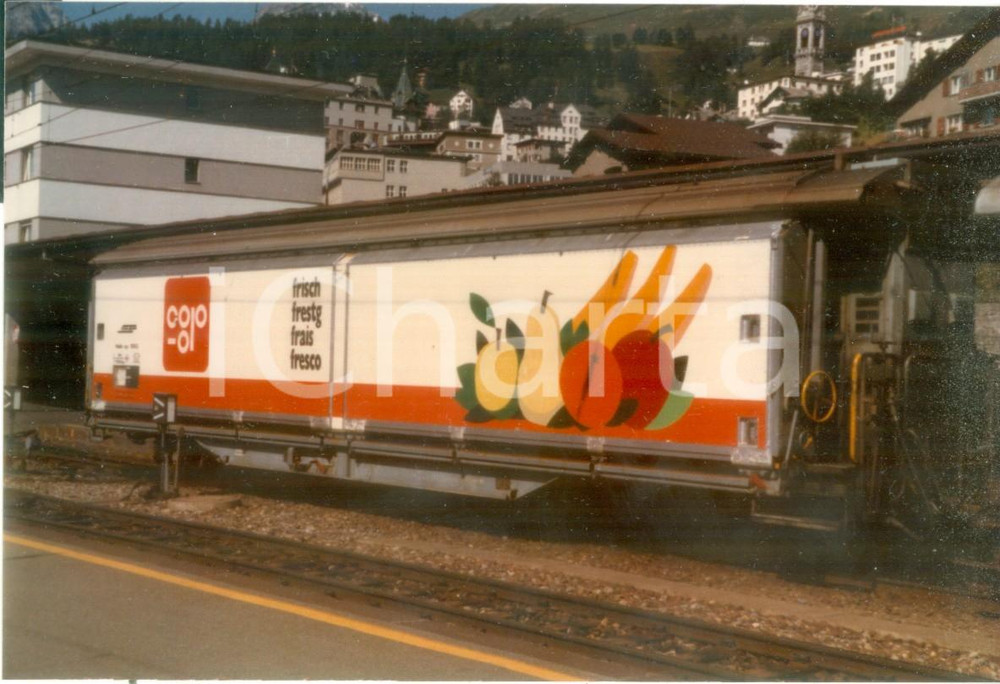Fotografia d epoca originale 1985 SVIZZERA RhÃ¤tische Bahn Vagone frigorifero COOP Fotografia 1