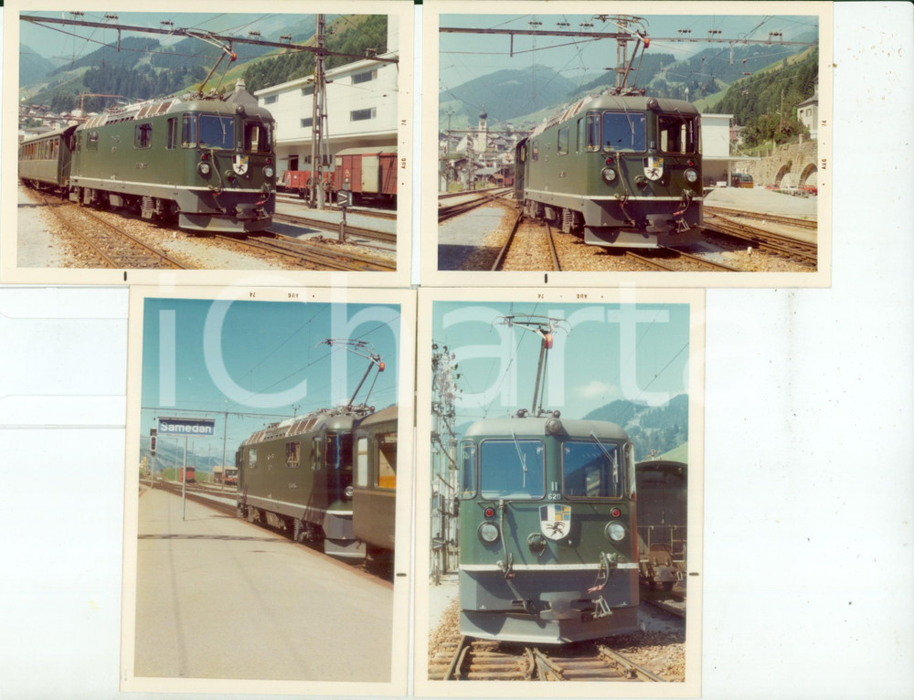 Fotografia d epoca originale 1974 SAMEDAN SVIZZERA RhÃ¤tische Bahn Locomotiva 620 Lotto 4 fotografie 1