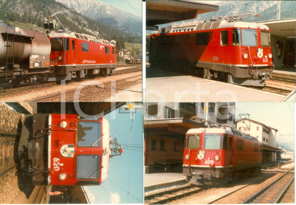 Fotografia d epoca originale 1985 SVIZZERA RhÃ¤tische Bahn BERNINA EXPRESS Locomotiva 620 Lotto 4 fotografie 1