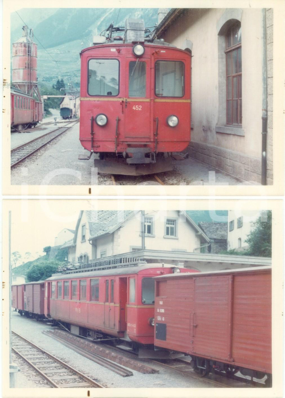 Fotografia d epoca originale 1973 SVIZZERA RhÃ¤tische Bahn Ferrovia retica Locomotiva 452 Lotto 2 fotografie 1