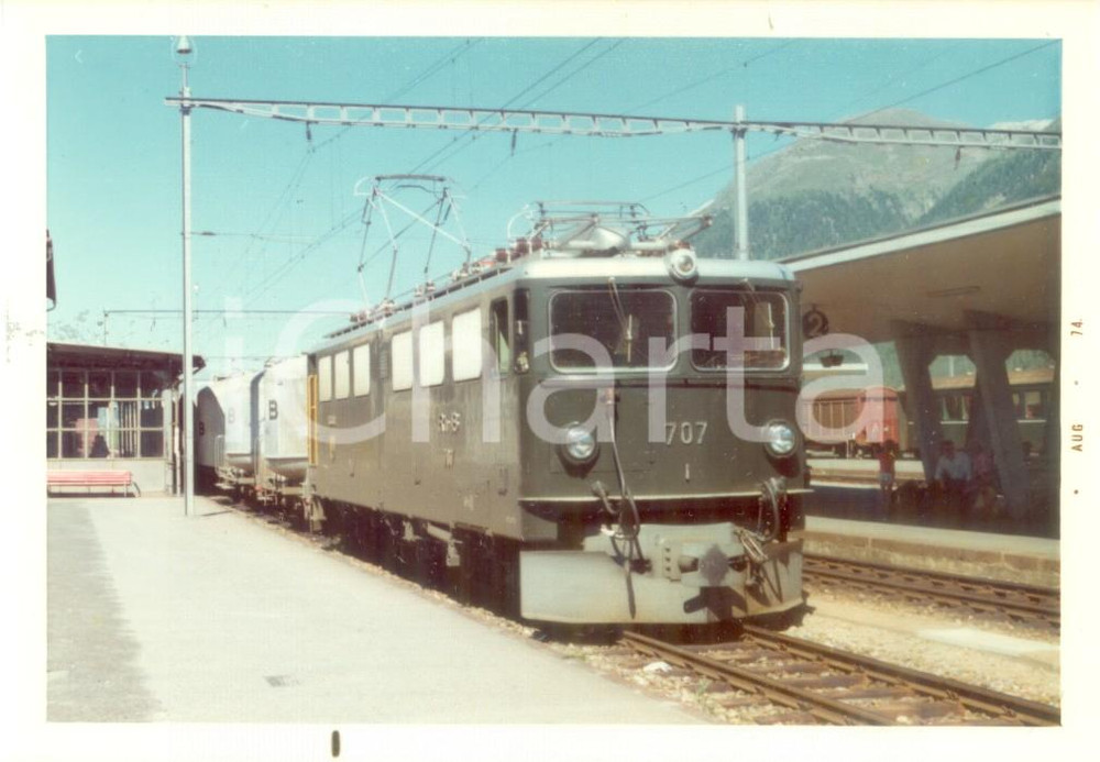 Fotografia d epoca originale 1974 SVIZZERA RhÃ¤tische Bahn Ferrovia retica Locomotiva 707 Fotografia 1