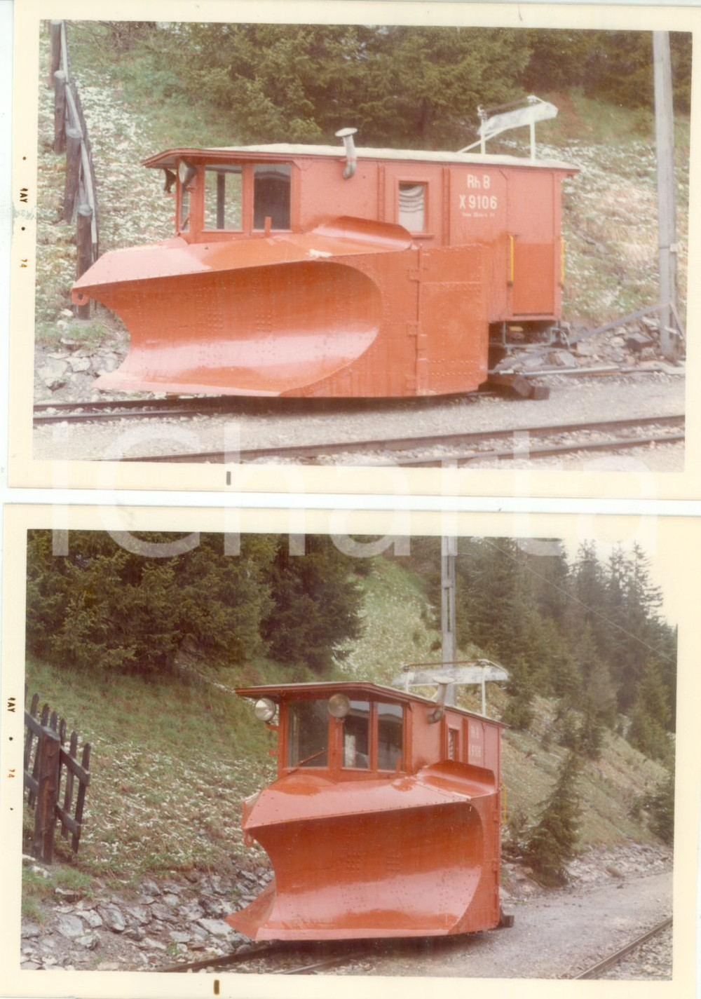 1975 ca SVIZZERA Rhätische Bahn Locomotiva spazzaneve X 9106 *Lotto 2 fotografie