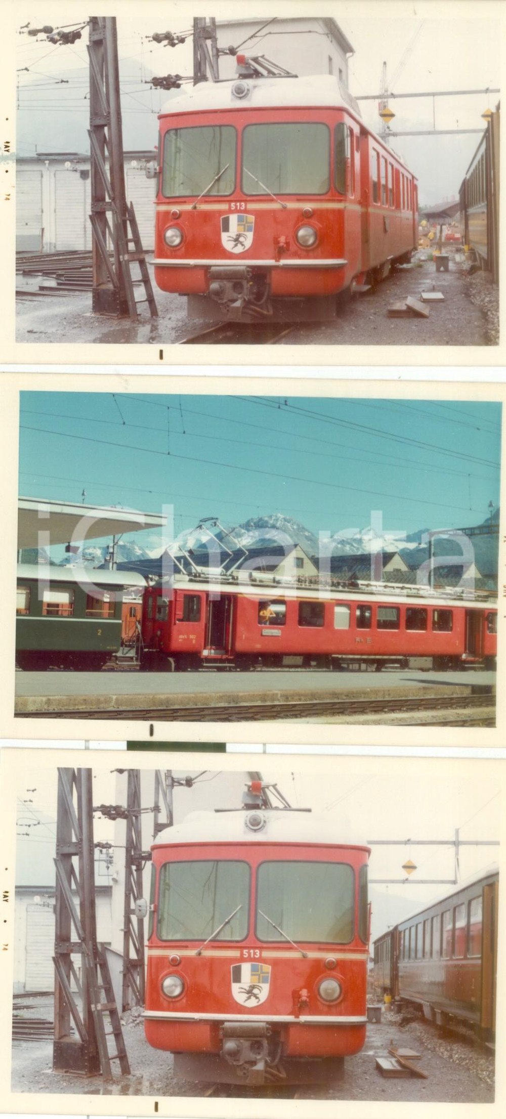 Fotografia d epoca originale 1974 SVIZZERA RhÃ¤tische Bahn BERNINA EXPRESS Locomotiva 513 Fotografia 1