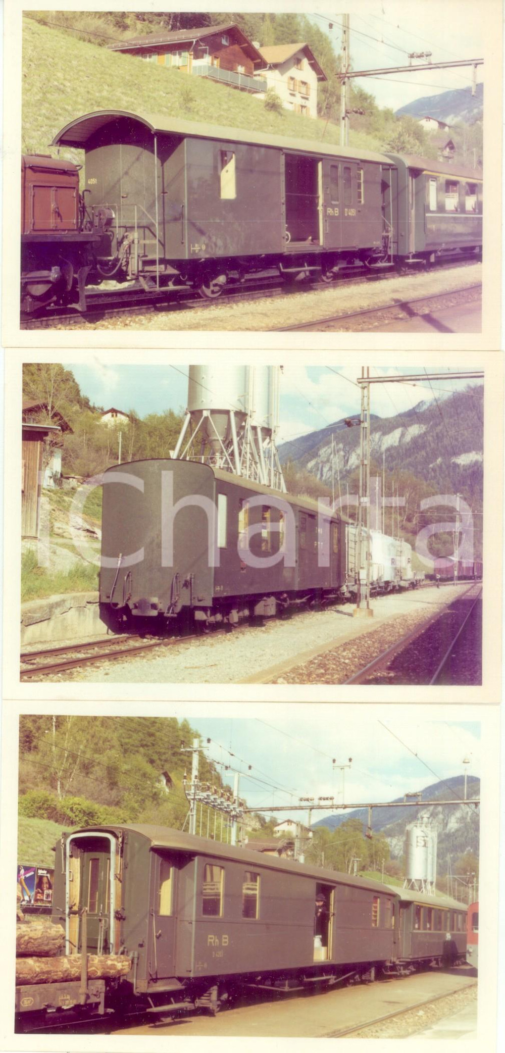 Fotografia d epoca originale 1975 ca SVIZZERA RhÃ¤tische Bahn Locomotiva D 4051 Lotto 3 fotografie 1