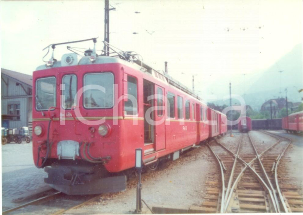 Fotografia d epoca originale 1975 ca SVIZZERA RhÃ¤tische Bahn Locomotiva 484 Fotografia 1
