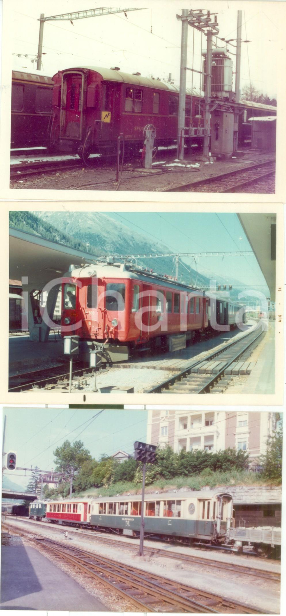 Fotografia d epoca originale 1975 ca SVIZZERA RhÃ¤tische Bahn Locomotiva 503 Lotto 3 fotografie 1