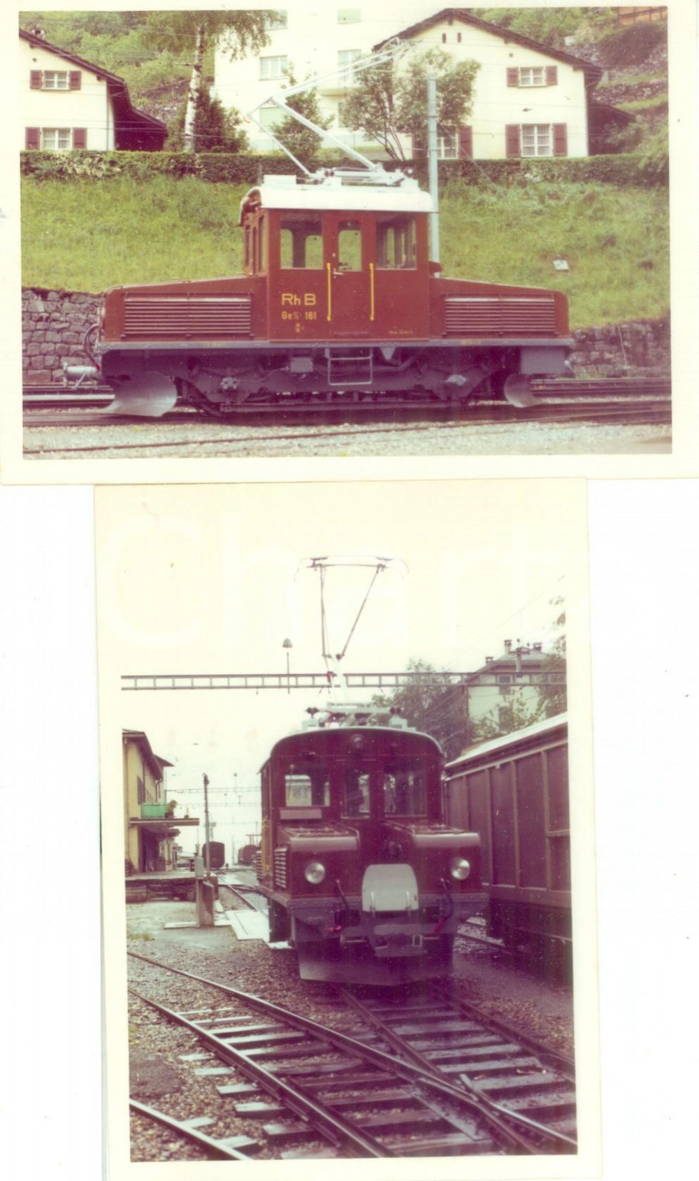 Fotografia d epoca originale 1975 ca SVIZZERA RhÃ¤tische Bahn Locomotiva 161 Lotto 2 fotografie 1