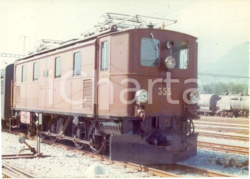 Fotografia d epoca originale 1975 ca SVIZZERA RhÃ¤tische Bahn Ferrovia retica Locomotiva 355 Fotografia 1