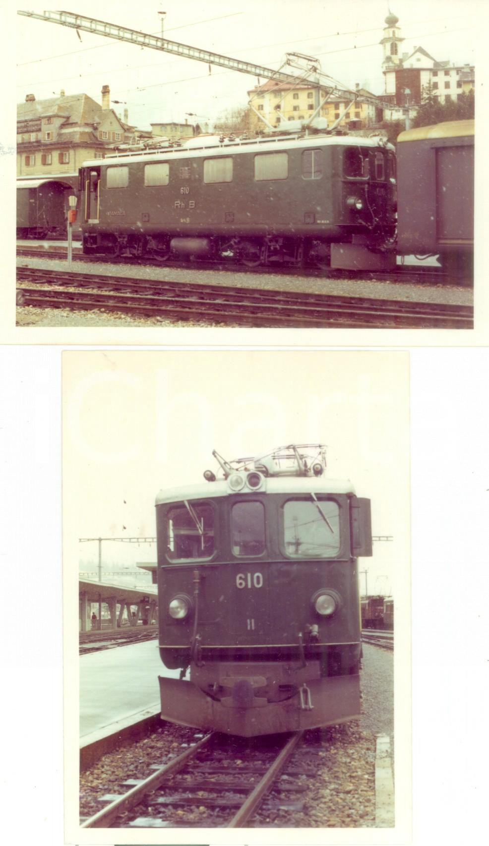 Fotografia d epoca originale 1975 ca SVIZZERA RhÃ¤tische Bahn Locomotiva VIAMALA 610 Lotto 2 fotografie 1