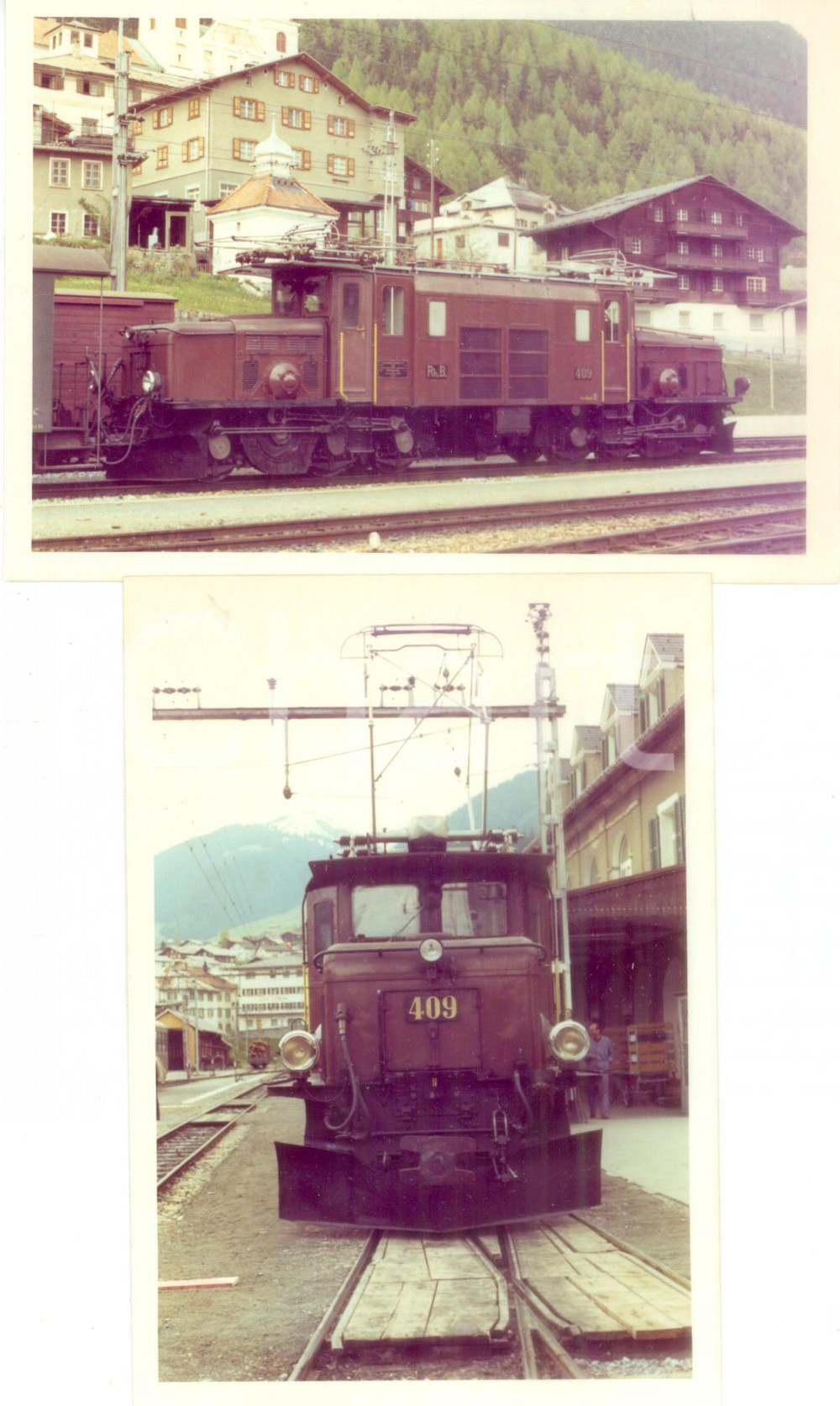 Fotografia d epoca originale 1975 ca SVIZZERA RhÃ¤tische Bahn Locomotiva 409 Lotto 2 fotografie 1