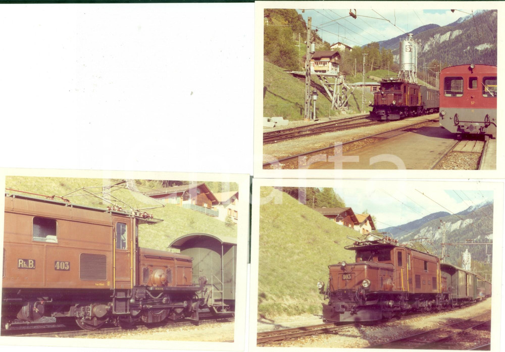 Fotografia d epoca originale 1975 ca SVIZZERA RhÃ¤tische Bahn Locomotiva 403 Lotto 3 fotografie 1