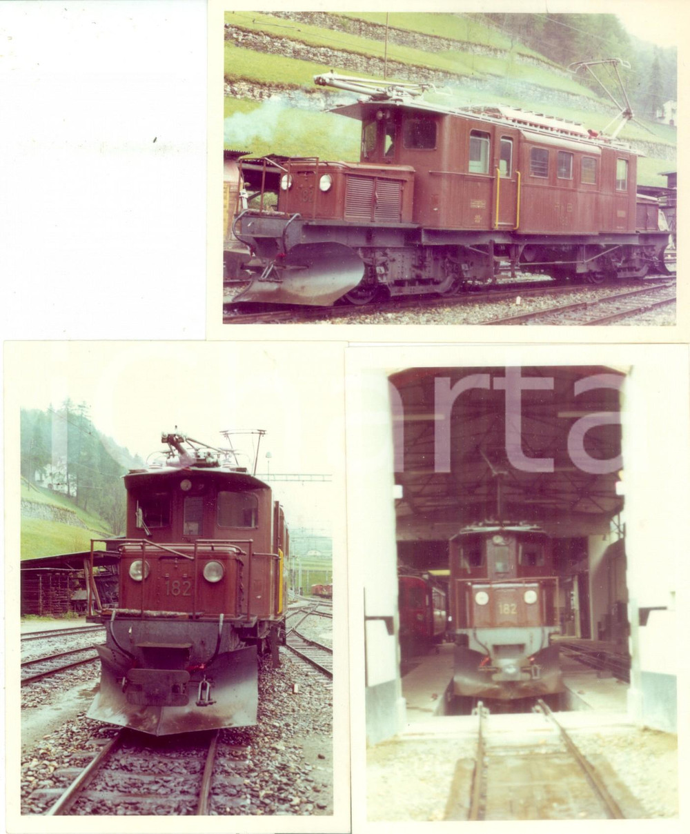 Fotografia d epoca originale 1975 ca SVIZZERA RhÃ¤tische Bahn BERNINA EXPRESS Locomotiva 182 Lotto 3 foto 1