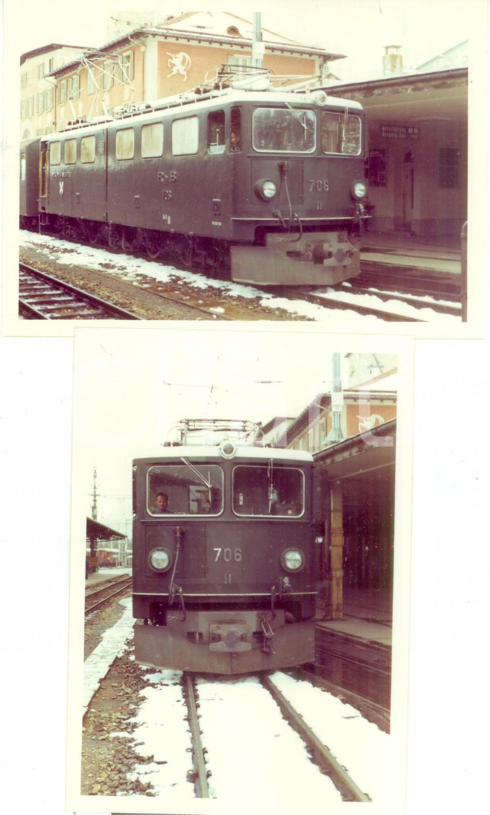 Fotografia d epoca originale 1975 ca SANKT MORITZ RhÃ¤tische Bahn BERNINA EXPRESS Locomotiva 706 Lotto 2 foto 1