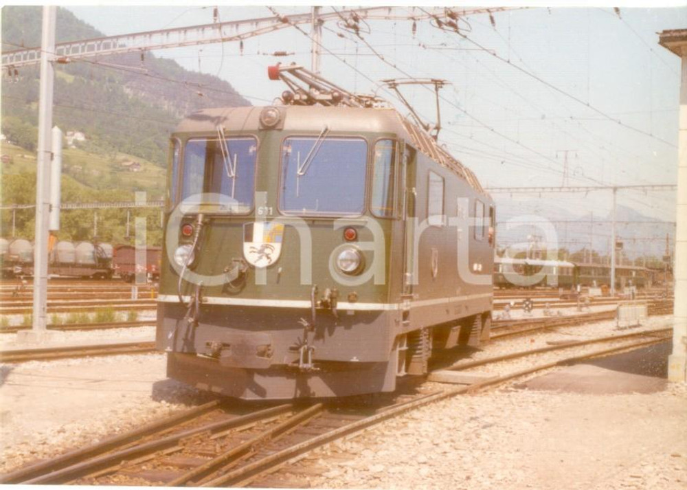 Fotografia d epoca originale 1975 ca SVIZZERA RhÃ¤tische Bahn BERNINA EXPRESS Locomotiva 611 Fotografia 1