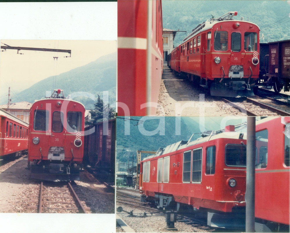 1975 ca SVIZZERA Rhätische Bahn Locomotiva 35 in stazione *Lotto 3 fotografie